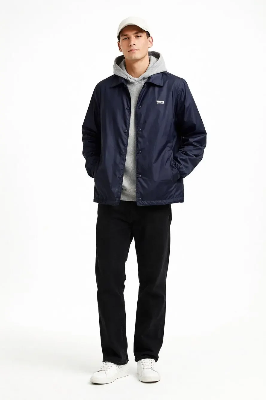 Levi’s Navy Blue Coach Swishy Jacket Large Streetwear Windbreaker Minimalist